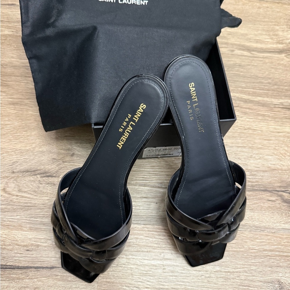 Saint Laurent Black Patent Sandals - Picture 2 of 6